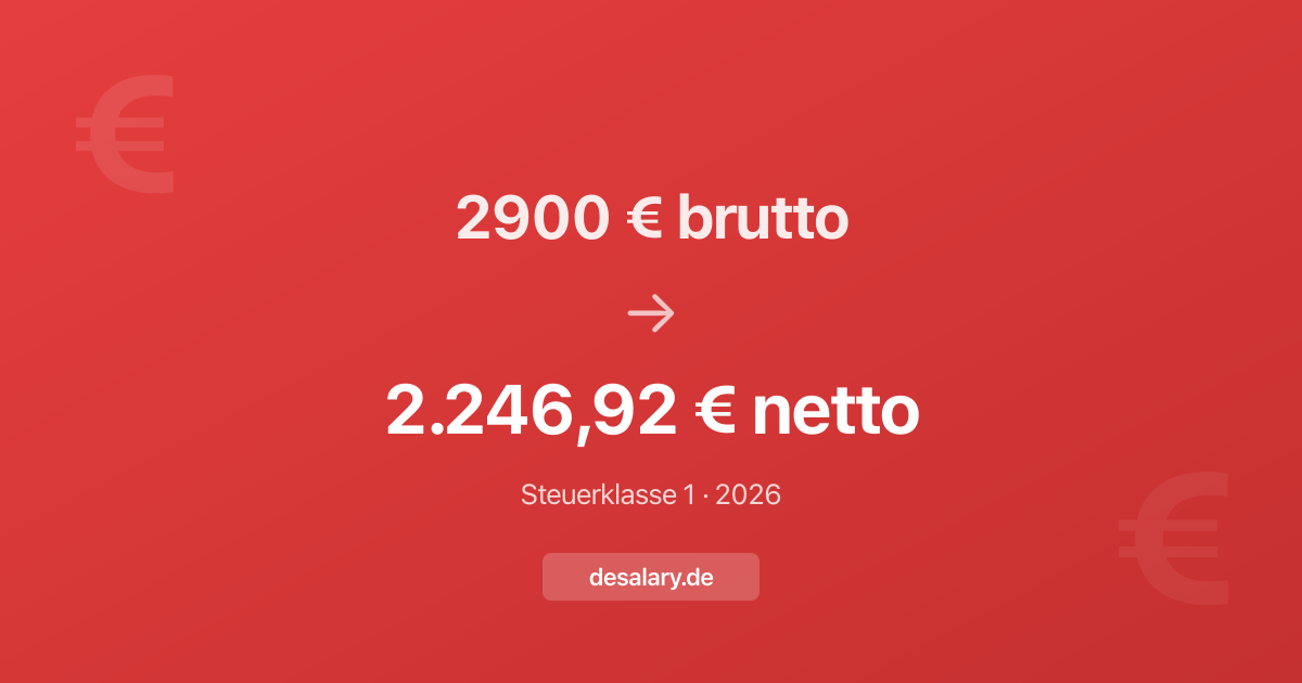 2900 € brutto in netto 2026: Lohnsteuer und Abzüge